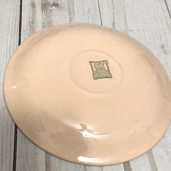 Vintage Grindley England Rose Leaf Pink Tea Set Cups Saucers Creamer 1930s 7pcs - Picture 10 of 16